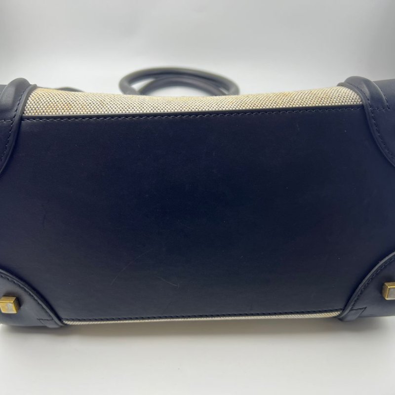 Celine Luggage 帆布拼皮笑臉包-13