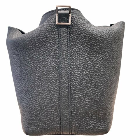 HERMES PICOTIN 18 皮革 黑色 銀釦