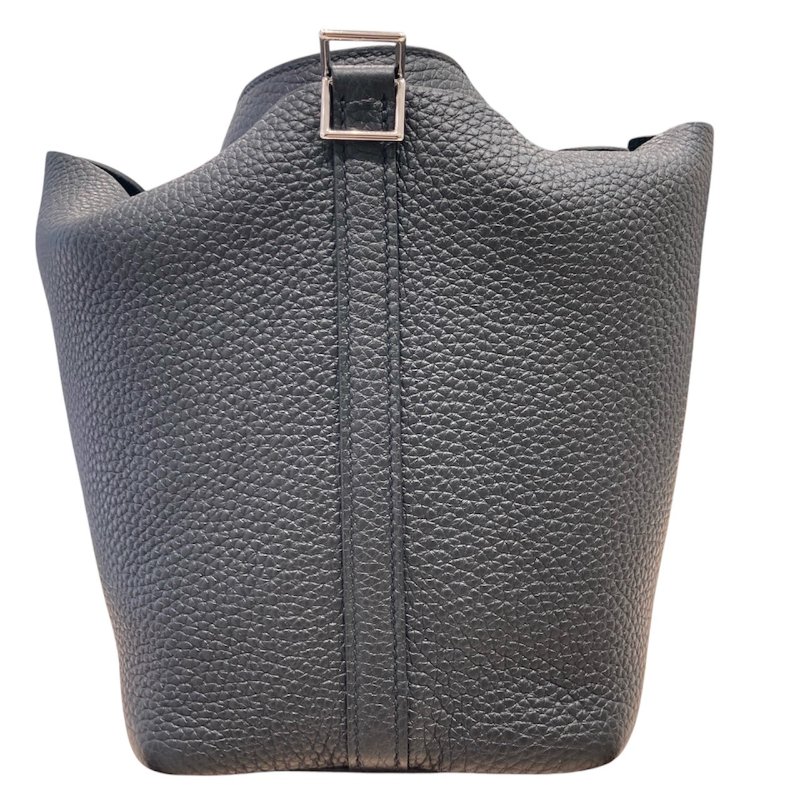 HERMES PICOTIN 18 皮革 黑色 銀釦-0