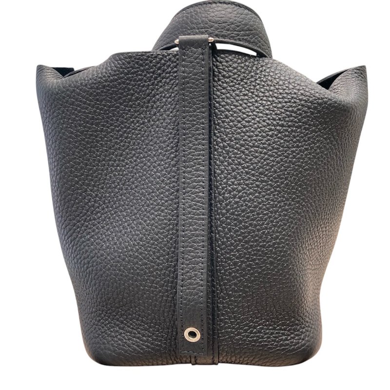 HERMES PICOTIN 18 皮革 黑色 銀釦-1