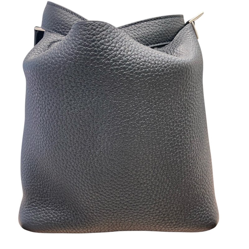 HERMES PICOTIN 18 皮革 黑色 銀釦-2