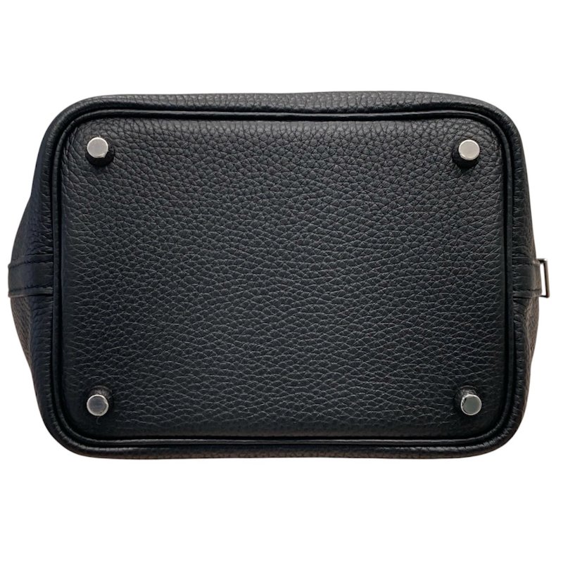 HERMES PICOTIN 18 皮革 黑色 銀釦-8