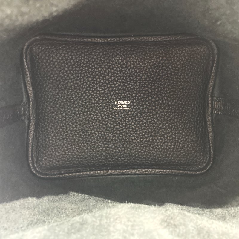 HERMES PICOTIN 18 皮革 黑色 銀釦-9