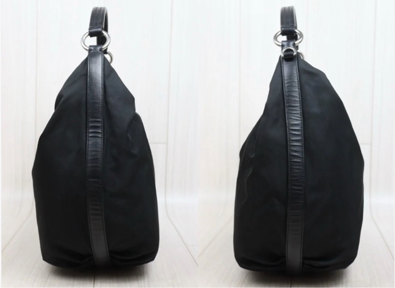 「JL精品代購」9新 Prada Hobo黑銀大號豌豆半月包-4