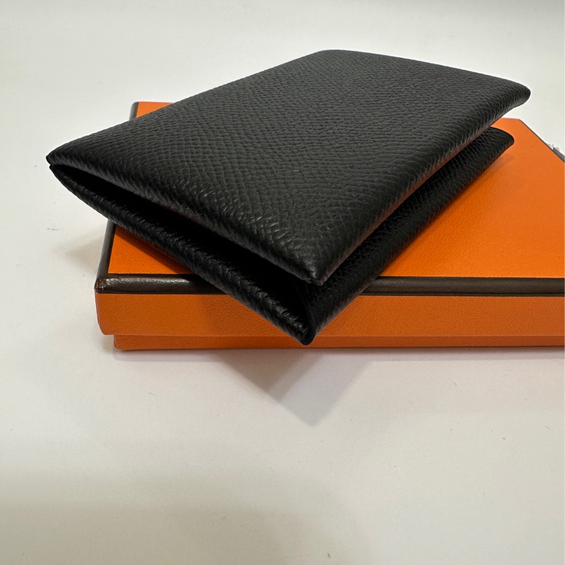 Hermes 黑Epsom銀釦Calvi卡包-1