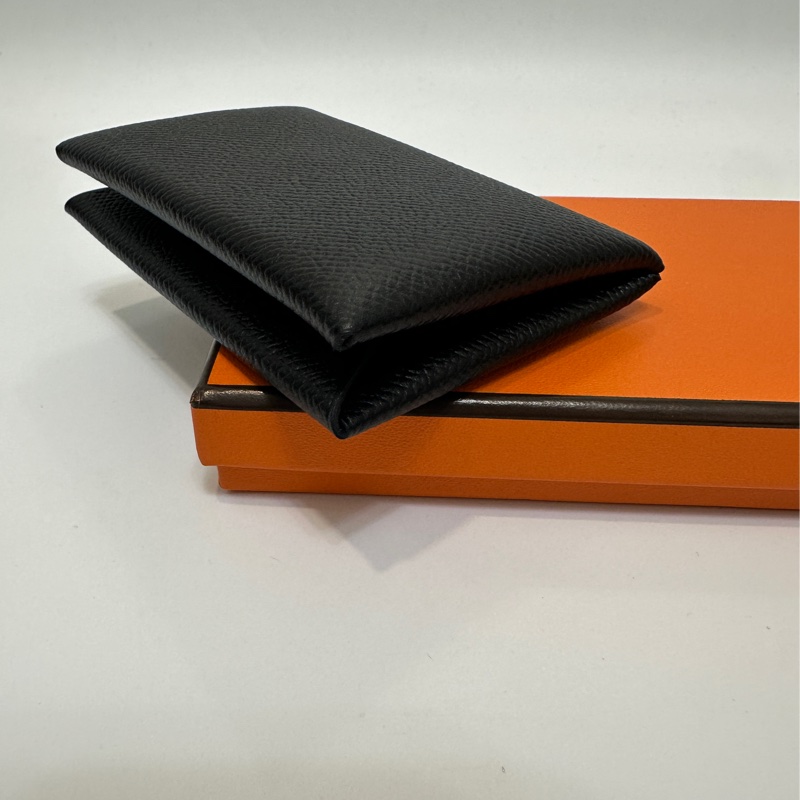 Hermes 黑Epsom銀釦Calvi卡包-2