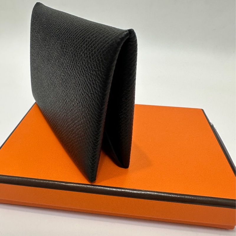 Hermes 黑Epsom銀釦Calvi卡包-4