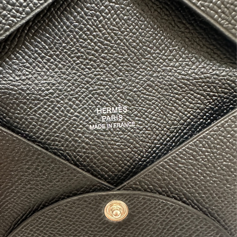 Hermes 黑Epsom銀釦Calvi卡包-6