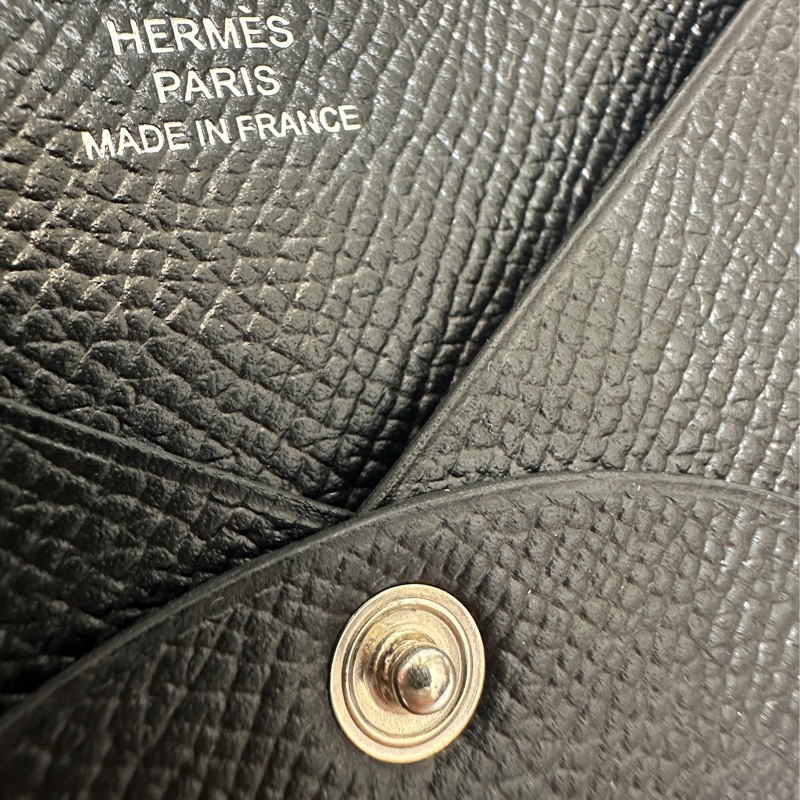 Hermes 黑Epsom銀釦Calvi卡包-8