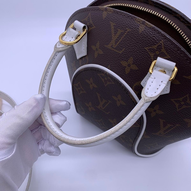 LOUIS VUITTON ELLIPSE棕色塗層帆布老花河蚌包,芯片款-11