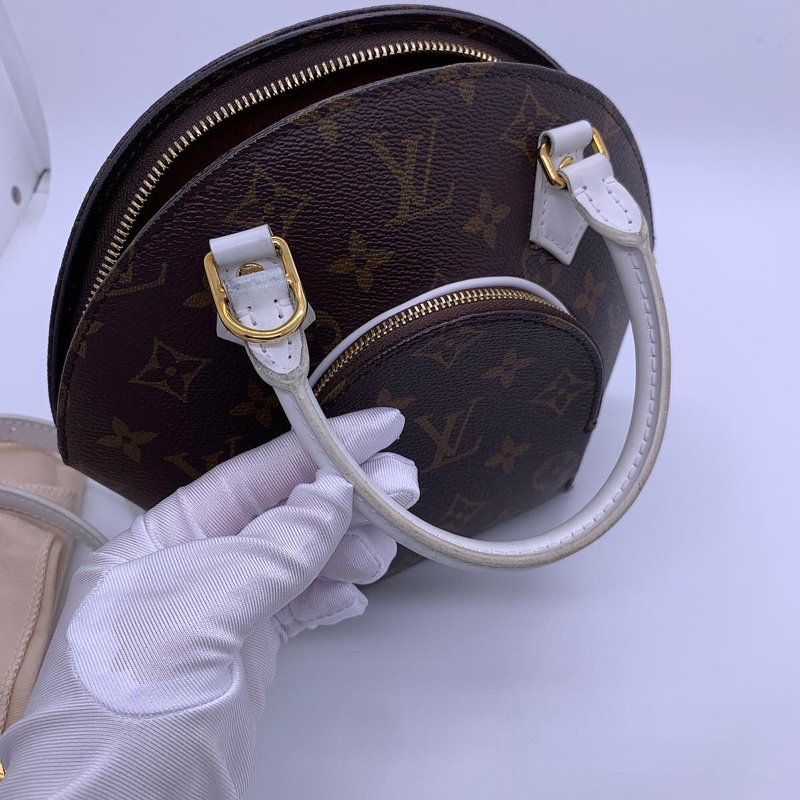 LOUIS VUITTON ELLIPSE棕色塗層帆布老花河蚌包,芯片款-12