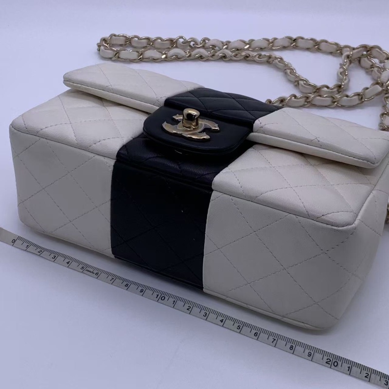 22p Chanel香奈儿大mini黑白熊猫女包链条包芯片款-10