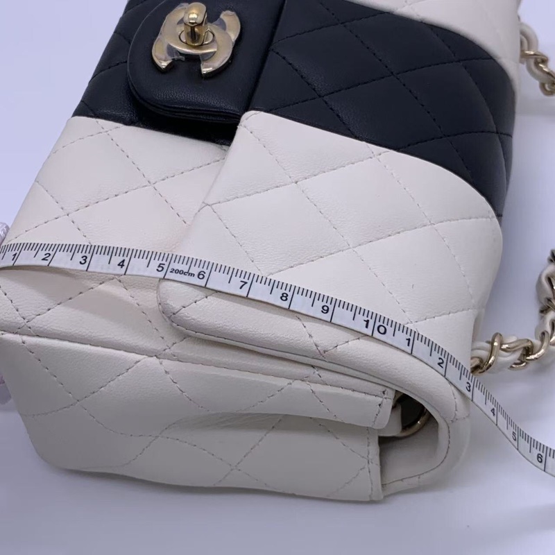 22p Chanel香奈儿大mini黑白熊猫女包链条包芯片款-11