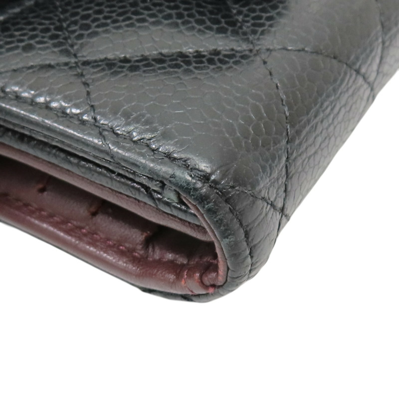 黑色 荔枝紋 牛皮 金扣 三折短夾【CHANEL 香奈兒】 A82288-14