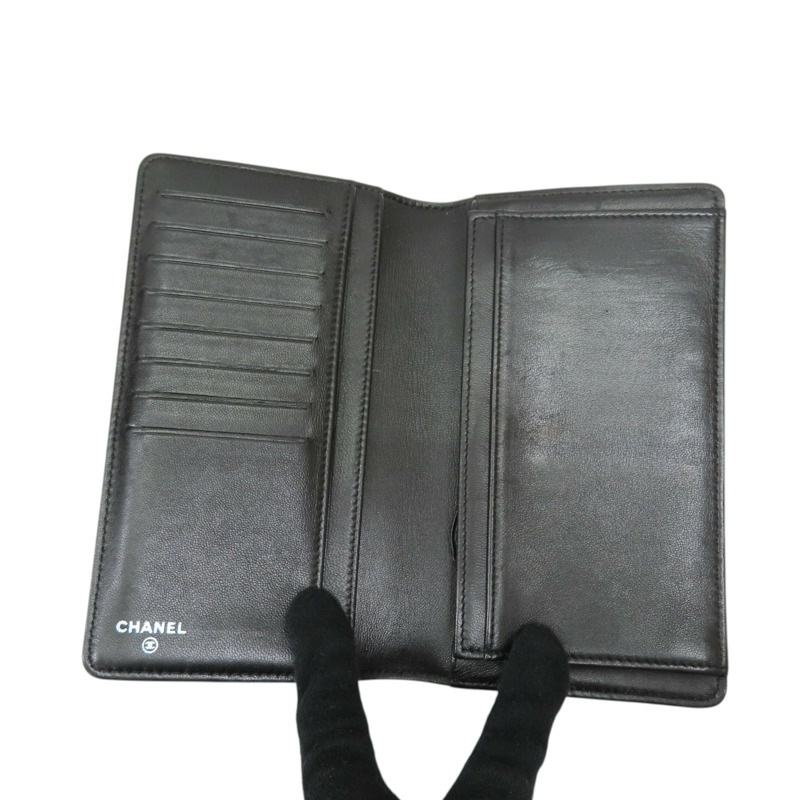 黑色 菱格紋 羊皮 Boy 兩折長夾【CHANEL 香奈兒】-4