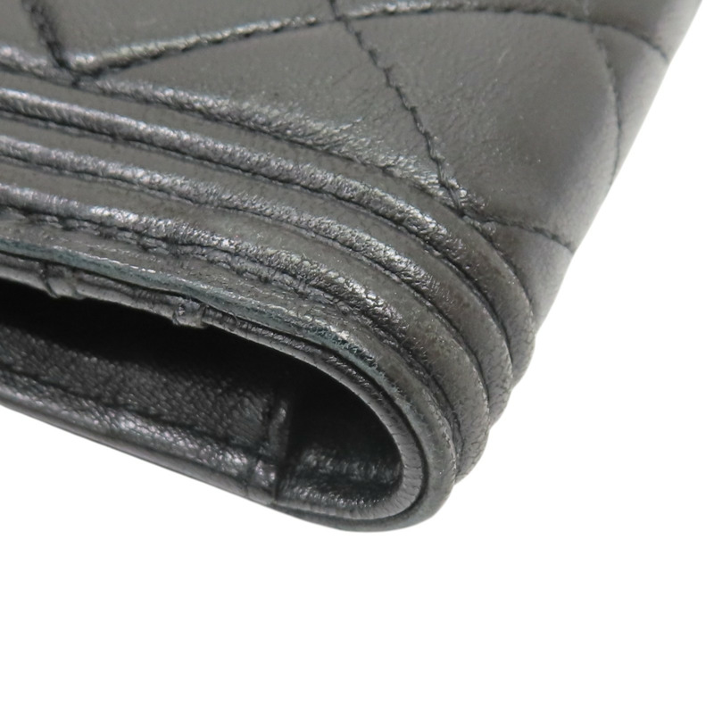 黑色 菱格紋 羊皮 Boy 兩折長夾【CHANEL 香奈兒】-14