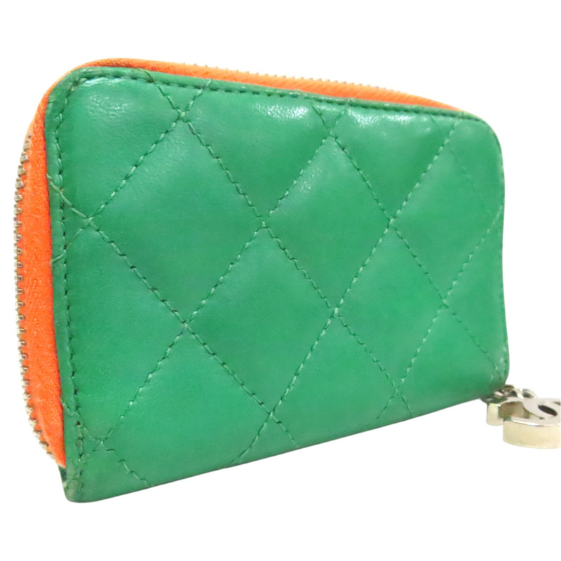 綠色 羊皮 零錢包 銀釦【CHANEL 香奈兒】-1