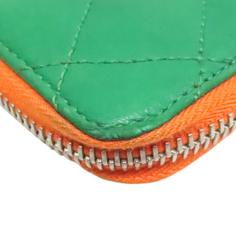 綠色 羊皮 零錢包 銀釦【CHANEL 香奈兒】-6