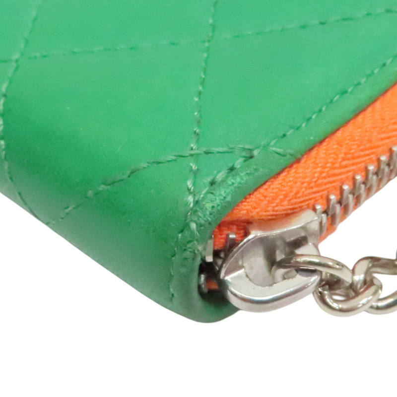 綠色 羊皮 零錢包 銀釦【CHANEL 香奈兒】-10