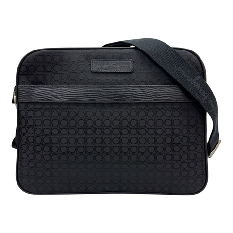 黑色 帆布 肩背包 銀和 【Salvatore Ferragamo 費拉格慕】