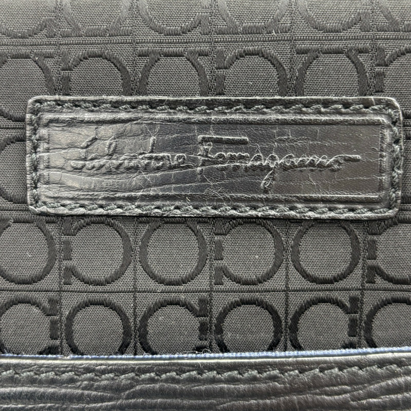 黑色 帆布 肩背包 銀和 【Salvatore Ferragamo 費拉格慕】-7
