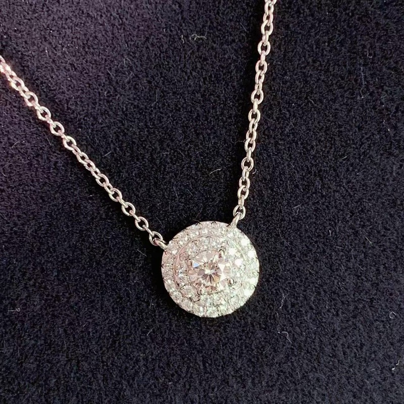 Tiffany蒂芙尼Soleste鉑金圍鑲鑽雙圈太陽花項鍊,上身超美-1