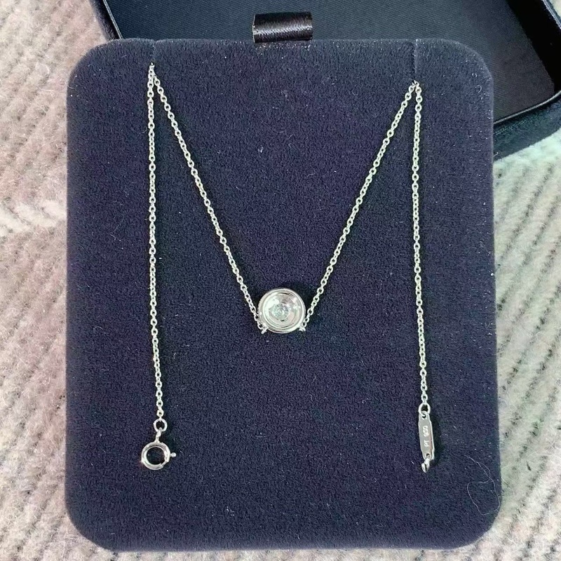 Tiffany蒂芙尼Soleste鉑金圍鑲鑽雙圈太陽花項鍊,上身超美-2