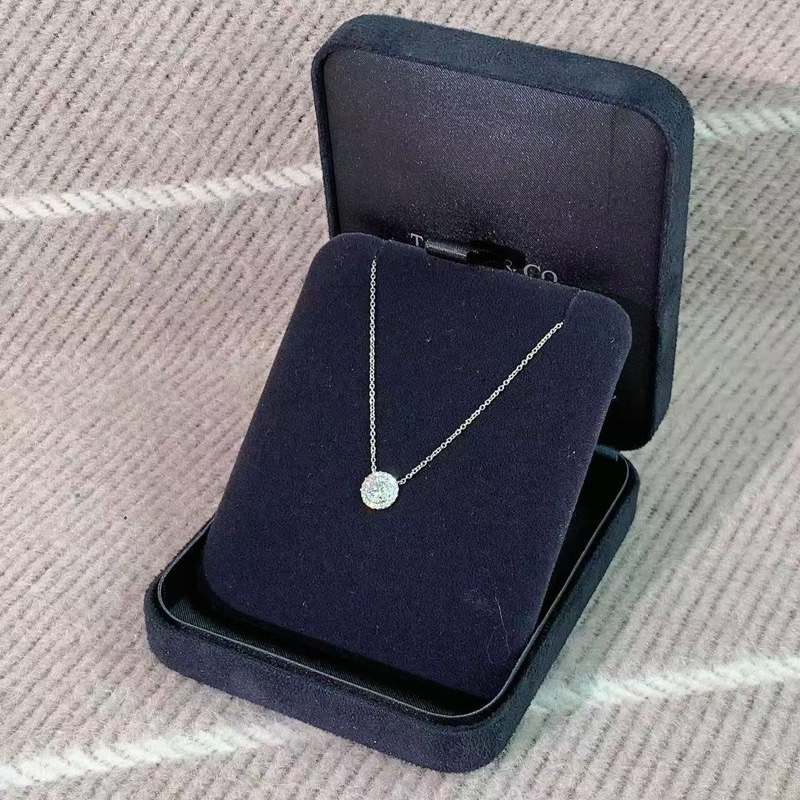 Tiffany蒂芙尼Soleste鉑金圍鑲鑽雙圈太陽花項鍊,上身超美-4