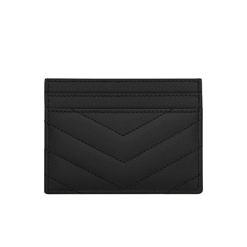 Saint Laurent Monogram In Grain De Poudre Embossed Leather Card Holder for Women in Black/Gold-423291-BOW01-1000(新款白色盒)-2
