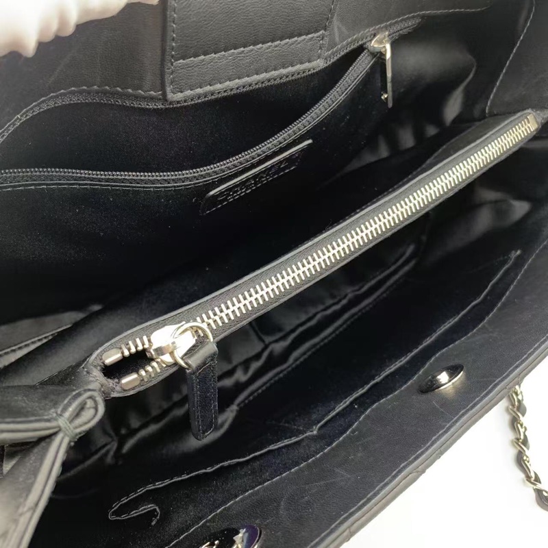 二手Chanel香奈兒托特黑色羊皮單肩包，鐳射20開-5