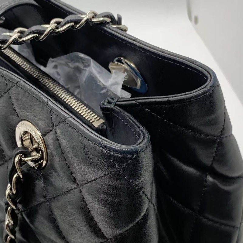 二手Chanel香奈兒托特黑色羊皮單肩包，鐳射20開-8