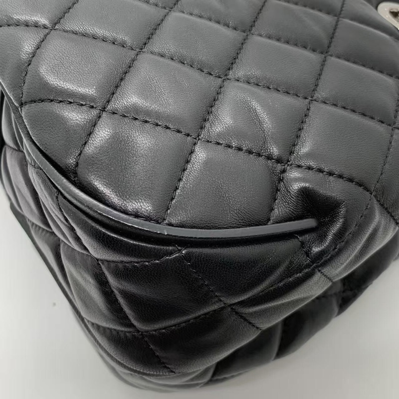 二手Chanel香奈兒托特黑色羊皮單肩包，鐳射20開-12