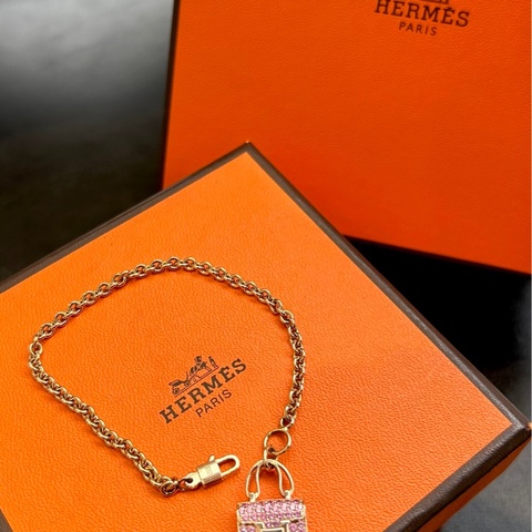 Hermes爱马仕Constance 新款满钻 粉色康康手链