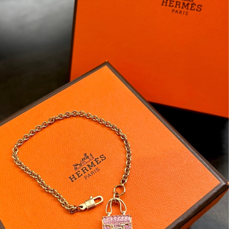 Hermes爱马仕Constance 新款满钻 粉色康康手链-0