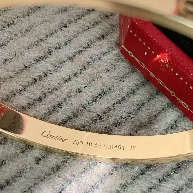 Cartier卡地亞Love系列寬版第三代玫瑰金手鐲16號-3