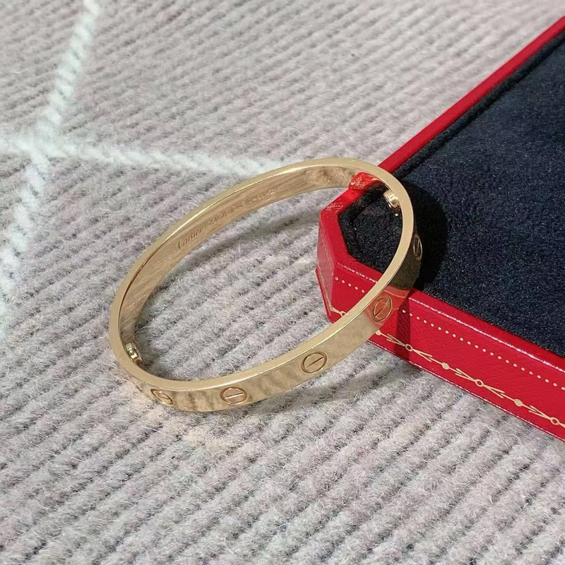 Cartier卡地亞Love系列寬版第三代玫瑰金手鐲16號-4
