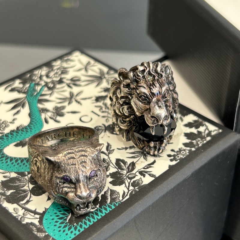 GUCCI 复古双G虎头戒指-4