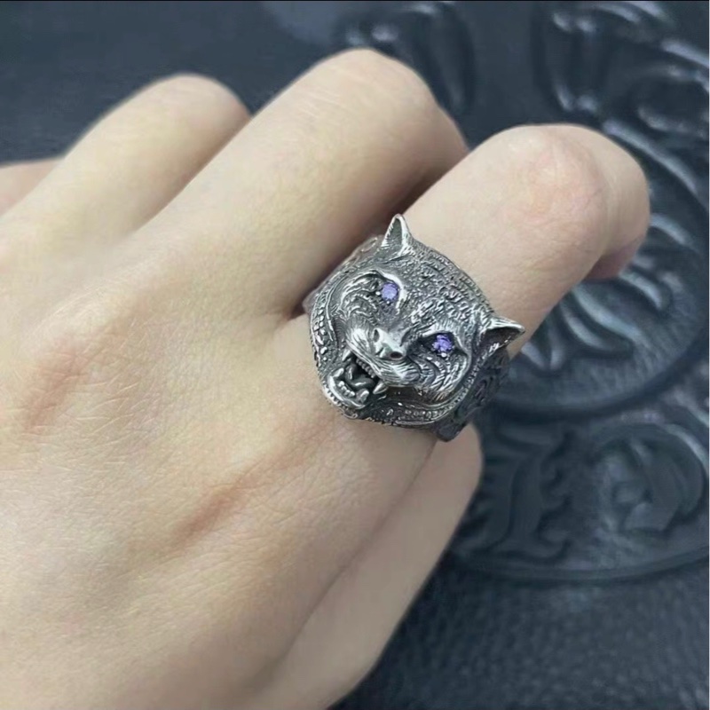 GUCCI 复古双G虎头戒指-5