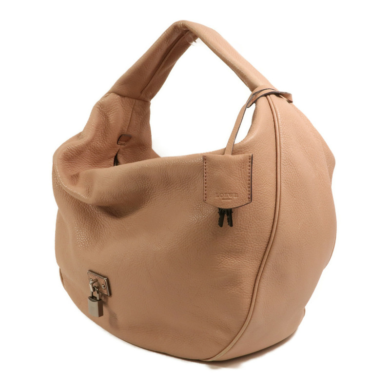 LOEWE 牛皮皮革Calle Lock Hobo銀扣肩背袋-2