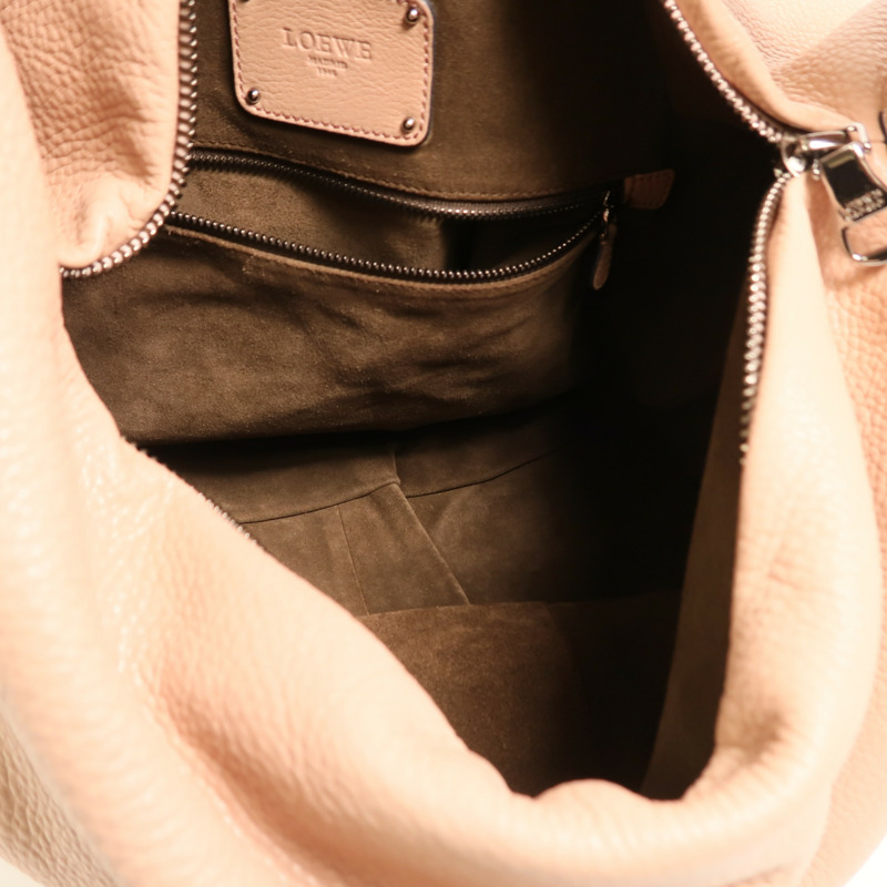 LOEWE 牛皮皮革Calle Lock Hobo銀扣肩背袋-4