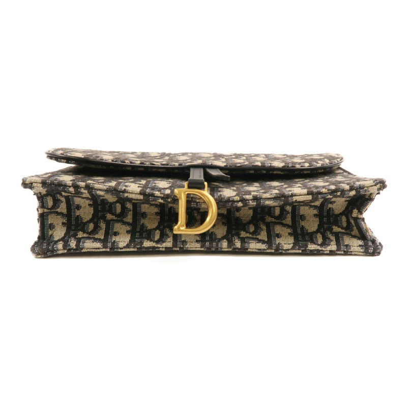 Dior 帆布Oblique Jacquard Saddle Chain Shoulder金扣鏈帶肩背袋-3