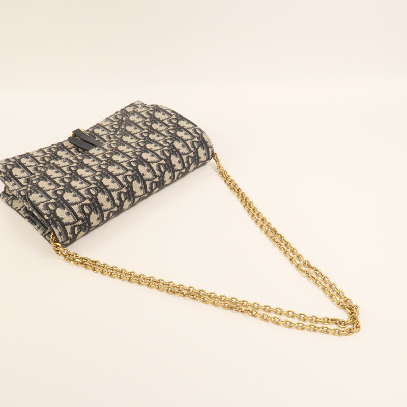 Dior 帆布Oblique Jacquard Saddle Chain Shoulder金扣鏈帶肩背袋-7