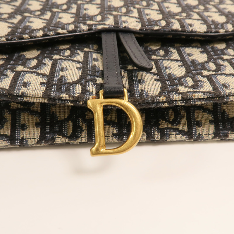 Dior 帆布Oblique Jacquard Saddle Chain Shoulder金扣鏈帶肩背袋-8