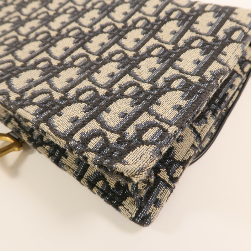 Dior 帆布Oblique Jacquard Saddle Chain Shoulder金扣鏈帶肩背袋-12
