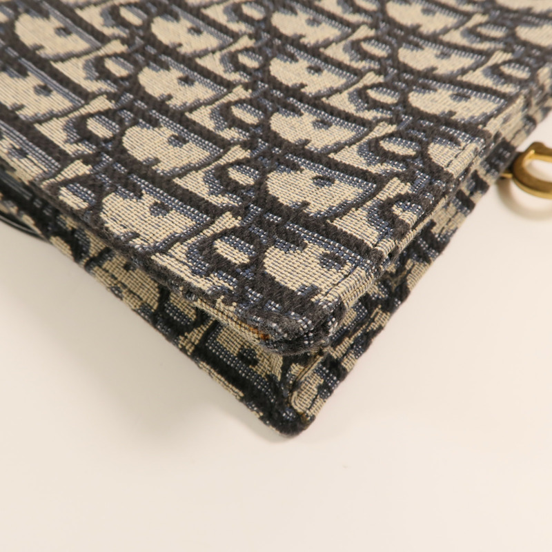 Dior 帆布Oblique Jacquard Saddle Chain Shoulder金扣鏈帶肩背袋-13