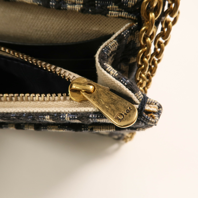 Dior 帆布Oblique Jacquard Saddle Chain Shoulder金扣鏈帶肩背袋-14