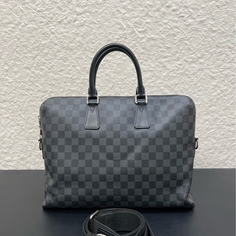 LV路易威登Damier Graphite黑棋盤格馬蹄包手提公文包