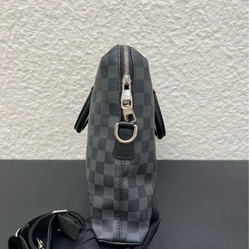 LV路易威登Damier Graphite黑棋盤格馬蹄包手提公文包-2