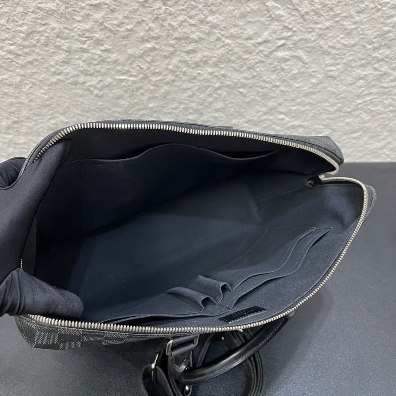 LV路易威登Damier Graphite黑棋盤格馬蹄包手提公文包-6