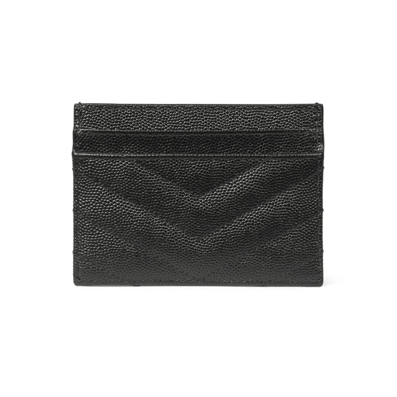Saint Laurent Monogram In Grain De Poudre Embossed Leather Card Holder for Women in Black/Sliver-423291-BOW02-1000(新款白色盒)-1
